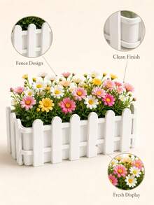 White Plastic Fence Planter Box Rectangular Flower Pot For Indoor Outdoor Garden Patio Balcony Windowsill Tabletop Succulent Herb Vegetable Plant Container - Fence Flower Pots - View 4