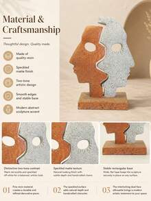 Puzzle facial bicolore décoratif, sculpture de visage abstrait en résine, ornement de bureau d'art moderne, décoration d'intérieur créative et esthétique pour le salon, la chambre, le bureau, cadeau de décoration d'intérieur à la mode - Multicolore - Voir 9