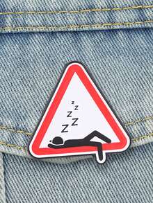 趣味睡眠警告標誌琺瑯胸針，「午睡請勿打擾」胸針，獨特禮物創意，適合幽默愛好者 - 彩色 - 查看 4