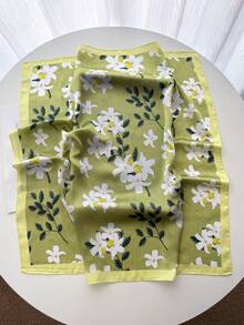 1 buah Syal Satin Persegi Motif Paisley untuk Wanita - Hijau - View 2