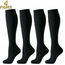 1/3/4/6/8 Pairs Black Beige White Blue Grey Sports Running Cycling Compression Socks, Unisex Circulation Running Nurse Socks - Multicolor - View 57