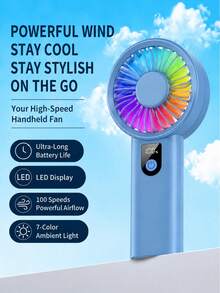1PC Portable Handheld Fans, 40000R/S, Send Random Stickers,100 Speed Intelligent Digital Display, Suitable For Outdoor, Travel, Camping, Sports, Office, Study, Daily, Seaside, Household Use, Essential For Summer, Cooling Tool, Summer Gift - Handheld Fan - View 14