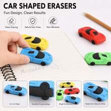 1/8pcs Pcs Random Color Creative Cartoon Car Shape Eraser, Disassemblable & Reassemblable Soft Cleaning Eraser For 2B Pencils Study,Back To School - A - View 4