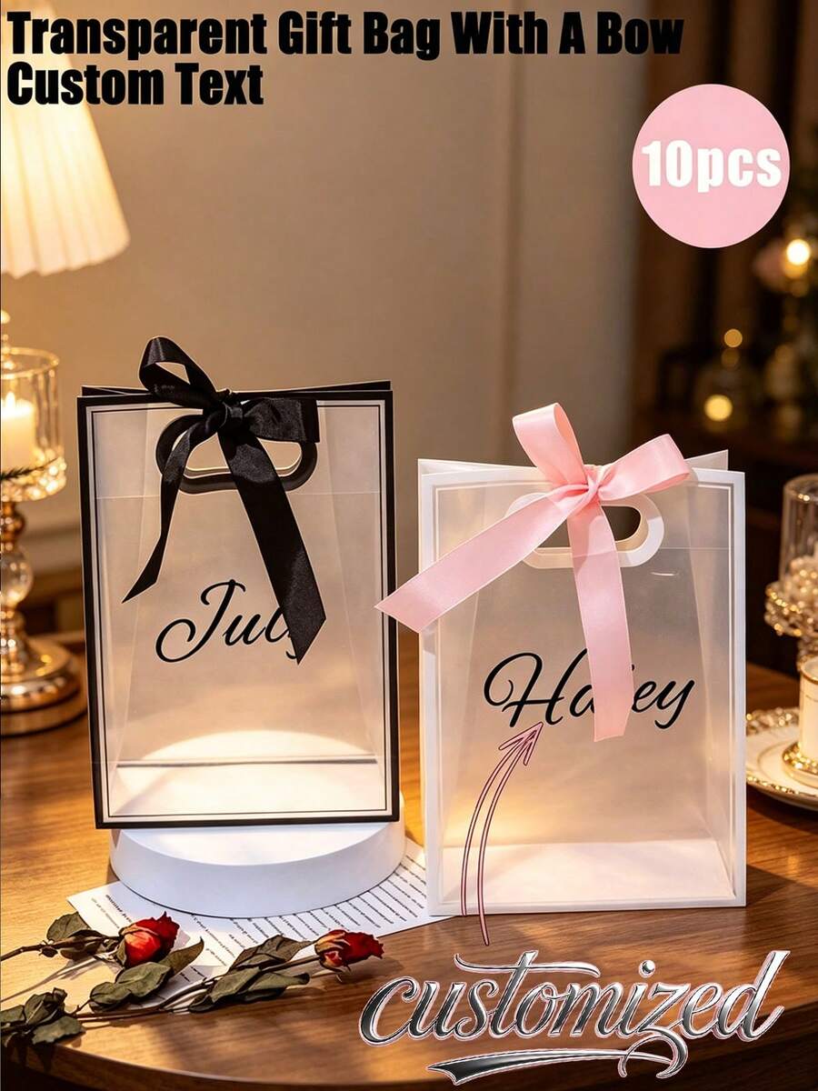 Customized Name Gift Bag, High Quality Personalized Design, Suitable For Bridesmaid Gifts Wedding Party, Reusable Fashion Makeup Bag Storage Bag, Party Gift Bag, Back To School Season - Multicolor - View 1