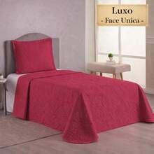 Luxury Single Bedspread, One-Sided, 2 Pieces, Ultrasonic Quilting, 11 Colors Available - Red - View 3