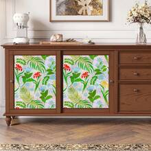 1 Roll Tropical Greenery & Wildflower Window Film, 44.5cm(17.5in) Wide, Static Cling Glue-Free Privacy Glass Sticker, Holographic Prism Effect, UV Protection, Removable, With Installation Tools, Suitable For Home, Office, School, Classroom, Dorm - Wild Fun - View 6