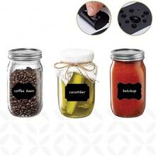 242/121pcs Chalkboard Labels, Price Tags, Dessert Labels, Personalized Labels, Personalized Stickers, Food Labels, Kitchen Accessories, Adhesive Labels, Spice Organizer Labels, Kitchen Stickers With Liquid Chalk And Ruler, Suitable For Mason Jars, Party Decor, Craft Room, Wedding, Food Pantry, Organize Your Home And Kitchen. Reusable Waterproof Chalkboard Labels With Label Pen - Removable Stickers, Kitchen Supplies - Multicolor - View 8