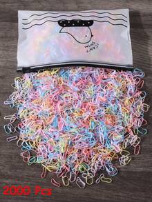 2000/4000/5000入 女款基礎彈性迷你髮圈 柔軟髮帶馬尾紮髮環 日常使用髮飾 - 彩色 - 查看 4
