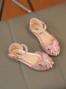 1 Pair Vintage Girls' Sandals With Hollow Bow And Rhinestone, Sweet Style, Summer New Non-Slip Rubber Sole Open Toe Fashion, Party Vacation Open Toe Beach Shoes Soft Sole Non-Slip Beach Sandals - Pink - View 3