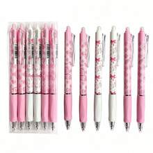 4/6pcs Erasable Blue Gel Pen Popular Pink Bow Push-Type Pen Quick-Drying Brush Smooth Student Neutral Pen, Back To School Supplies - Multicolor - View 12