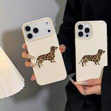 1pc TPU Material Luxury Leopard Print Dachshund Puppy Pattern Phone Case Compatible With IPhone 17 Pro Max/17/16 Pro Max/15/13/12/11/ S20 FE/A15/S24/A55/ Note 11/Note 12/Note 13 Pro Full Coverage Shockproof Soft Shell Protective Cover - White - View 1