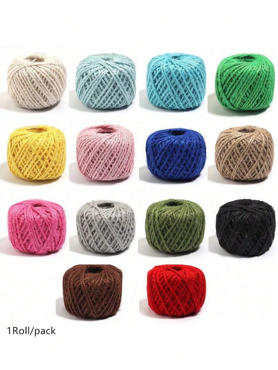 50m/Roll 1.5mm 3-Strand Braided Colorful Hemp Rope, Suitable For Party Decoration, Flower Packaging, Gift Wrapping, Jewelry Making, DIY Decorative String