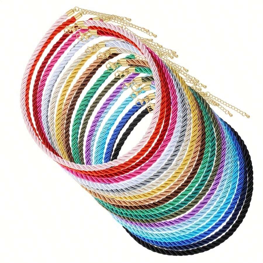 1pc - Bohemian Style Fashion Handmade Woven Necklace Basic Necklace Couple Friendship Bestie Essential Handmade DIY Woven Basic Necklace Accessories - Woven Lobster Rope - View 1