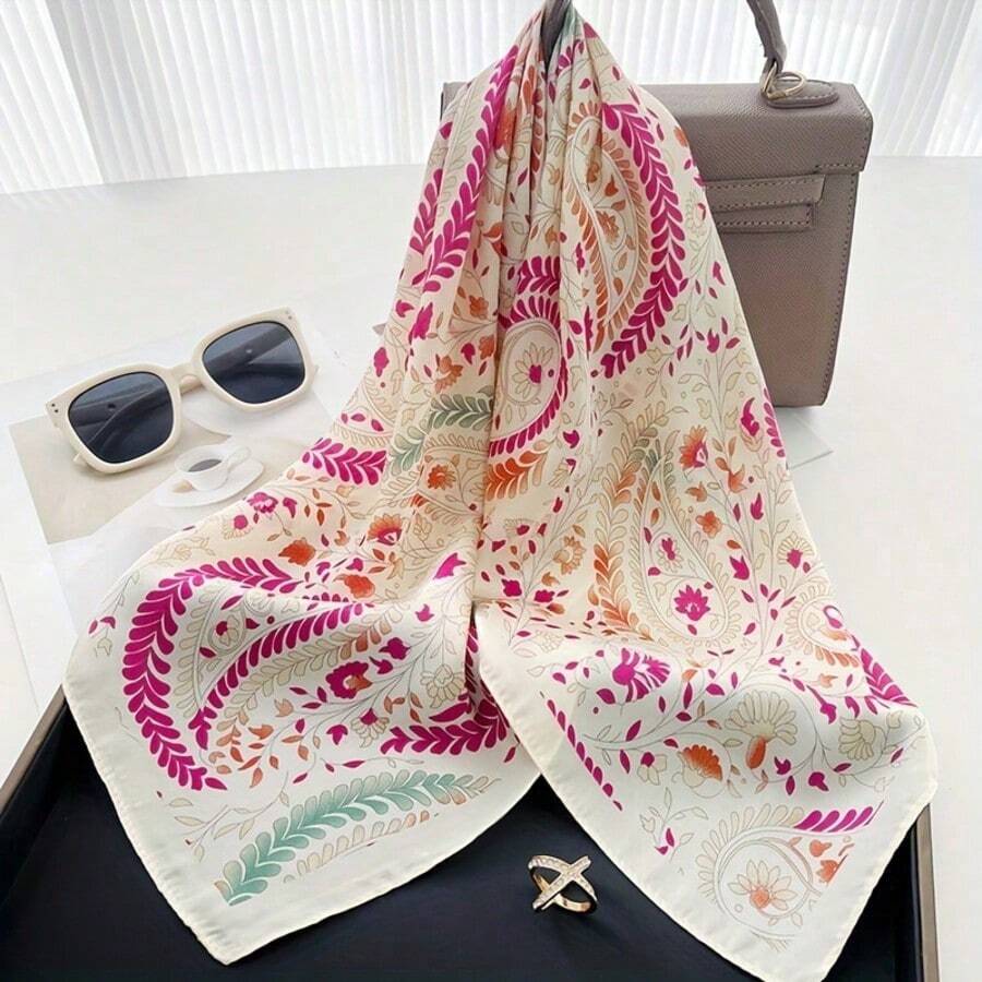 1件 27.56英吋 春夏輕量佩斯利花卉印花圍巾 - 彩色 - 查看 1