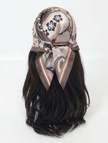 1pc Bandana Print Cashew Pattern Colorblock Versatile Square Scarf Headscarf - Multicolor - View 3