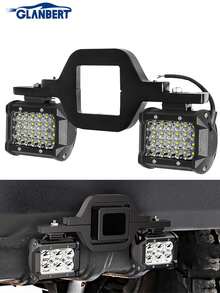 GLANBERT 2pcs 4-Inch 72W 4-Row LED Lights With Trailer Hitch Mount Bracket, Suitable For Trucks, Trailers, SUVs, Pickups; 1 Set 300W Drag 2 LED Light Bar Wiring Harness Kit - Black - View 8