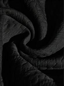 Shorts de punto texturizado para hombre para la temporada de vuelta a la escuela, shorts de uso diario con cintura con cordón, diseño de abertura lateral - Negro - Ver 7