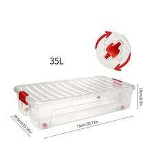 35L Large Capacity Underbed Storage Box, Optional Transparent / Grey Transparent Style, With Wheels And Clips, Fits Narrow Spaces, Dustproof And Moisture-Proof, Organized And Space-Saving - Multicolor - View 12