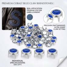 60pcs Rhinestone Rivets, 6mm Round Crystal Claw Studs Punk Spiked Decorative Rivets, Suitable For DIY Leather Craft Fabric Clothes Belt Bag Shoe Accessories, Silver/Blue - Dark Blue Brick DIY Multi-piece Set - View 3