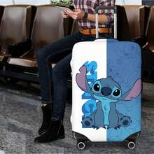 Disney Stitch Luggage Cover, Large Stitch Character On Split White & Blue Background With "Stitch" Text And Sketch Pattern Design Suitcase Protector Suitable For Travel Lovers - Color - View 3