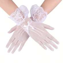 1 Pair Women's Elegant Vintage Lace Gloves | Long Arm Length, Soft Floral Pattern, Suitable For Weddings, Tea Parties, Balls And Various Formal Occasions - Available In White, Red, Black, Exquisite Craftsmanship, Essential Accessory For Ball Outfits - Multicolor - View 3