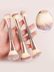 ronshadow 3pcs Dual-Ended Makeup Brush Set Including Powder Brush + Blush Brush + Foundation Brush + Contour Brush Soft Bristle Full Face Makeup Tool - Multicolor - View 3