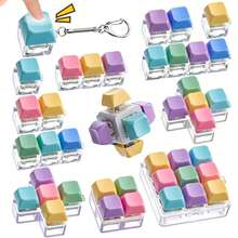 Multi-Style Macaron Multi-Key Mechanical Keyboard Stress Relief Toy Keychain Set, Multi-Color Crisp Key Press Sensory Fidget Toy, Transparent Mini Keyboard Switch Stress Relief Bag, Portable Anxiety Relief Accessory For Teens / Adults / Gamers / Students, Suitable For Back To School, Office, Travel, Birthday & Christmas Holiday Gifts - Multicolor - View 2