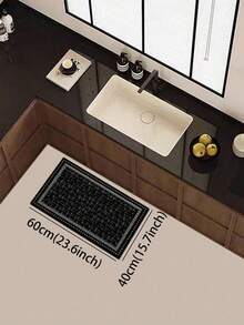1 buah Keset Lembut Lumpur Diatom Garis Hitam & Putih Minimalis, Alas Hitam dengan Tekstur Halus Bergaris Silang dan Pinggiran Titik-titik Dua Lapis, Keset Lantai Anti Selip yang Menyerap untuk Dapur, Kamar Mandi, Lorong Masuk, Ruang Cuci, Kamar Tidur, Ruang Tamu, Karpet Kecil Dekoratif - MultiWarna - View 18