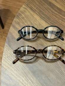 1 Pair/2 Pairs Women's Oval Frame Plano Glasses, Retro Y2K Style Computer Glasses, Small Customized Daily Use Round Frame - Clear - View 8