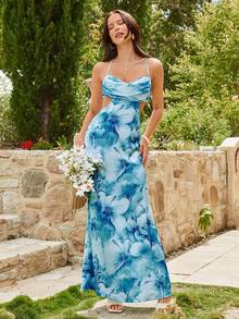 Summer Dress With Floral Print, Straps, Gathered Waist And Open Back With Crisscross Strap – Romantic And Sensual Look - Ivory White - View 8