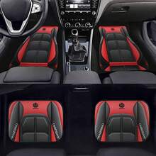 2D Flat 4 Y-Shaped Design Car Floor Mat Set-Universal Fit, Washable Polyester Fiber-Suitable For Sedans And Suvs-Universal Fit For Basic Models, All-Season Protection And Comfort - Floor Mats - View 4