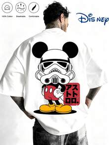 Disney 100% Cotton T-Shirt With Mickey Mouse Face Design-Comfortable And Breathable For Summer-The Perfect Gift,Galactic Wars Cotton T Shirt Men - White - View 1