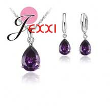 925 Sterling Silver Plating Necklace And Earring Set With Cubic Zirconia, Cross, Heart And Butterfly Design, Fashion Jewelry For Women. - 32301 - 查看 10