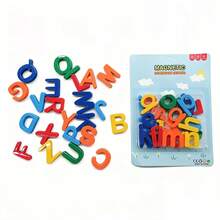 1件裝多色磁性字母字母組，大寫ABC學習玩具，拼字閱讀教育冰箱磁鐵，適用教室白板、居家學習，生日聖誕復活節禮物 - 彩色 - 查看 12