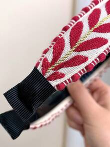 1pc New Vintage Embroidered Wide Headband For Women, Fashionable Simple Colorful Leaf Design With Teeth, Anti-Slip Hair Clip, Versatile Essential For Outings - Multicolor - View 11