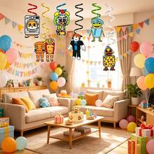 Roblox Steal A Brainrot Swivel 6pcs Theme Spiral Pendant DIY Ribbon Birthday Party Hanging Decoration Holiday Party Streamer Decor With Rope Pendant, Party And Home Decoration, Perfect For Creating Festive Atmosphere, Christmas Decoration - Steal a Brainrot (spiral) - View 3
