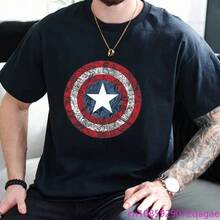 Disney 2026 New  Avenger Shield Print Fashion Men's Casual Crew Neck Loose Comfortable Short Sleeve T-Shirt - 3 - 查看 9