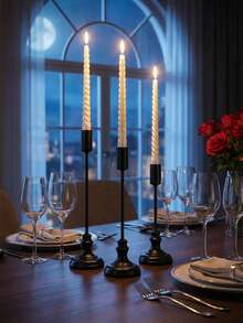 Portavelas clásicos escalonados para velas cónicas, portavelas decorativos negros románticos para el Día de San Valentín, elegante centro de mesa, candelabros románticos para bodas, decoración de chimenea, candelabro de mesa, portavelas para velas de pilar para bodas, decoración del hogar - Estilo elegante - Ver 9