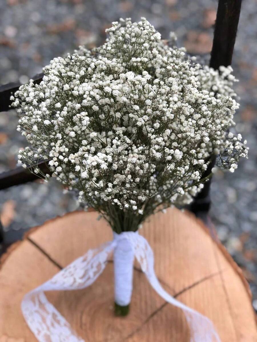 1束綜合人造花，包含滿天星、愛草、兔尾草、珠草等，適用於桌面花瓶插花、婚禮裝飾、新娘花束、居家與辦公室裝飾、派對佈置 - 白綠色5 - 查看 1