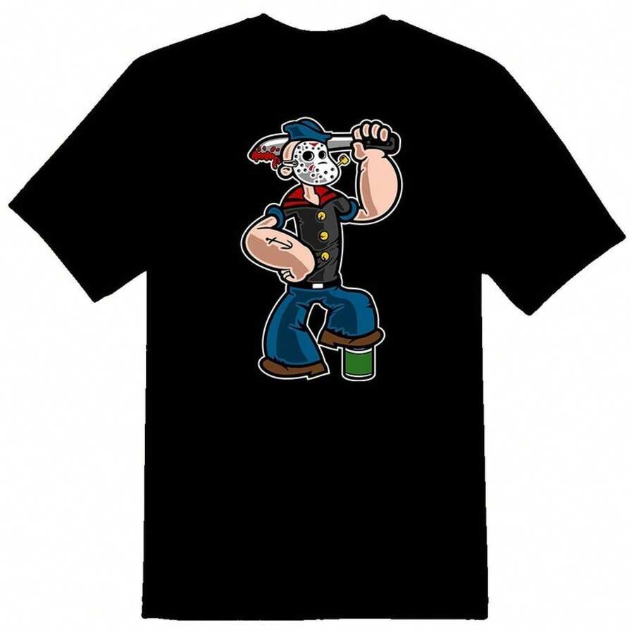 Unisex T-Shirt Made Of Pure Cotton, Pop The 13th Cartoon Character T-Shirt 08162017, Summer T-Shirt, Blouse, Basic Tops, Tops - Black - View 1