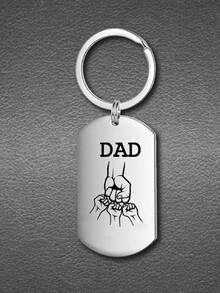 1pc Customized Engraved Stainless Steel Dad Keychain, Personalized Engraving 1-4 Names, Fashion Metal Keychain, Silver Black, Name Customization, Customized Christmas Gift, Customized Keychain, Personalized Customization, Perfect Christmas Gift, Birthday Gift, Anniversary Gift, Father's Day Gift For Dad - Gold 2 - View 8