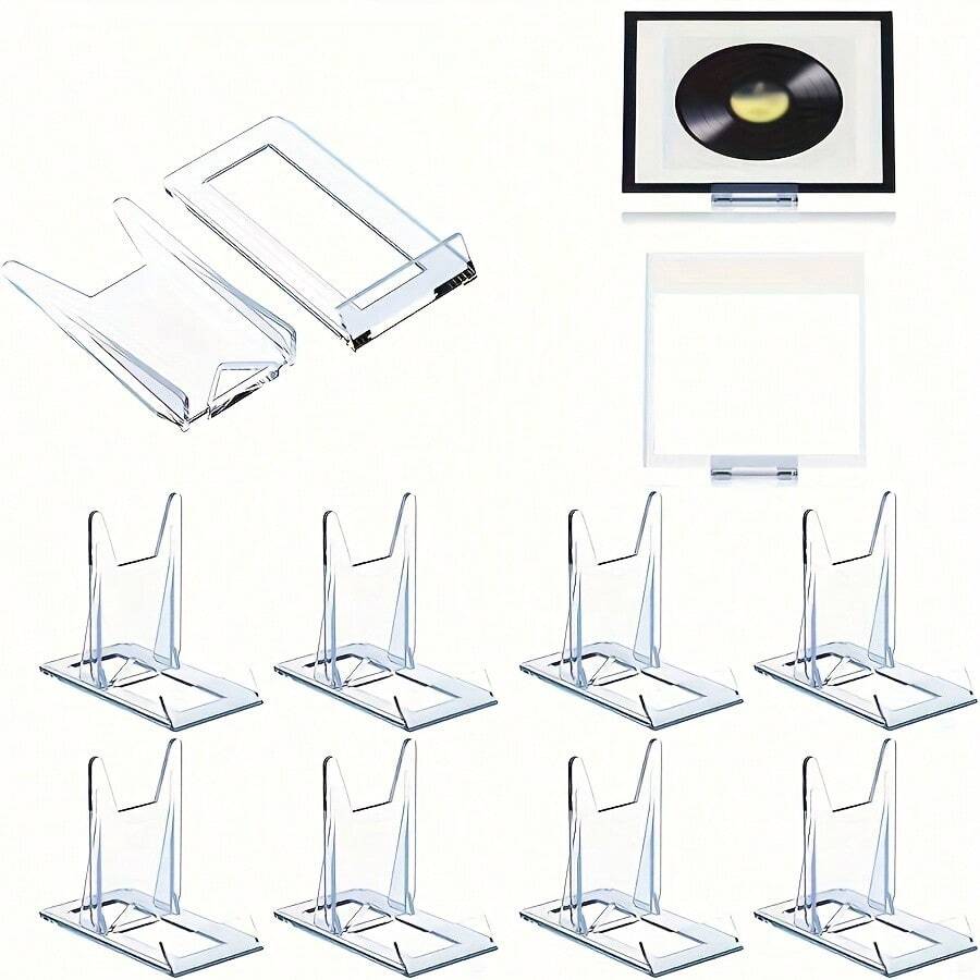 2/4/6PCS Support d'affichage en acrylique réglable, convient pour les assiettes, les portefeuilles, les pochettes, les photos, les assiettes, les livres, les consoles portables Game Boy et les manettes, les cartes, les cadres photo, pour la collection d'art, les fournitures de bureau à domicile et les décorations de fête - transparent - Voir 1