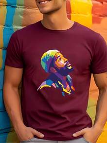 Camisetas de Hombre% Algodón - Camisetas Casuales de Cuello Redondo y Manga Corta con Dobladillo Tipo Paraguas y Estampado Abstracto por Transferenciaérmica, Tela Suave y Transpir - Verde - Ver 8