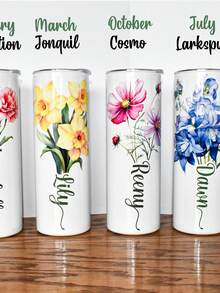 Personalized Birthday Floral Insulated Cup, Customized Name Cup, Birthday/Christmas/Mother's Day Gift For Her - Multicolor - View 4