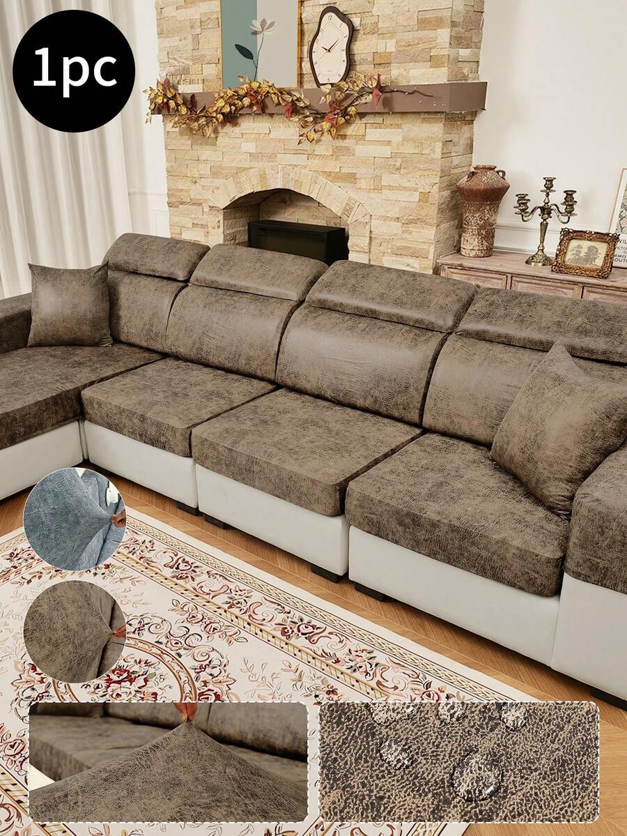 1 Peça Capa de Almofada de Sofá de PU Fosco, Resistente a Manchas e à Prova de Derramamento! Design Minimalista Clássico, Capa de Almofada de Alta Elasticidade, Fácil de Limpar Sem Remoção, Essencial para Famílias com Animais de Estimação e Crianças, Adequado para Sofás de Sala de Estar e Sala de Jantar, Cinza Claro, Café Escuro,