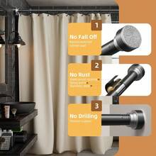 1pc No-Drill Multi-Functional Adjustable Telescopic Rod For Bathroom, Suitable For Curtains And Shower Curtains, Wall-, Easy Installation, Strong Load-Bearing, Rust-Resistant, Fits Bathroom Doors, Windows, Balconies, Freely Extendable To Meet Different Size Needs, Multi-Purpose Hanging For Curtains, Clothes, Towels, Practical Home Bathroom Hardware Accessory, 1pc Premium Telescopic Shower Curtain Rod, No Drilling Required, Adjustable Length, Suitable For Hanging Curtains In Bathroom - 1 Item - View 9