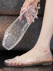 Summer Jelly Sandals For Women, Fashion Jelly Sandals Casual & Stylish Shoes, Elegant High Heel Soft Comfort Breathable Daily Outdoor Footwear - Style2 閃金 - 查看 5