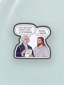 "We The People" Funny Jesus & Founding Father Enamel Pin, Unique Gift Idea, Perfect For Collectors, Durable Design, Eye-Catching Accessory - Multicolor - View 6
