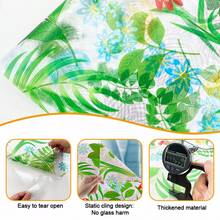 1 Roll Tropical Greenery & Wildflower Window Film, 44.5cm(17.5in) Wide, Static Cling Glue-Free Privacy Glass Sticker, Holographic Prism Effect, UV Protection, Removable, With Installation Tools, Suitable For Home, Office, School, Classroom, Dorm - Wild Fun - View 7