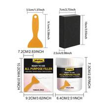 Kit de pâte de réparation murale 150g avec grattoir & éponge - Enduit de rebouchage polyvalent pour intérieur & extérieur - pâte de réparation murale - Voir 4